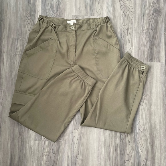 Max Studio Twill Green Women's Cargo Joggers Size Large - Picture 2 of 11